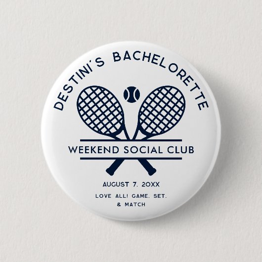 Custom Bachelorette Weekend Tennis Party Button (Vorderseite)
