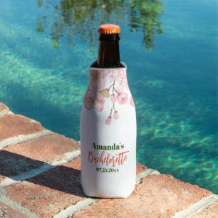 Custom Bachelorette White and Pink Cherry Blossom Flaschenkühler