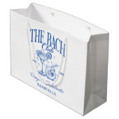 Custom Bacheloretto Retro Cocktail Blau Große Geschenktüte (Rückseite Schrägansicht)