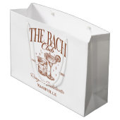 Custom Bacheloretto Retro Cocktail Brown Große Geschenktüte (Rückseite Schrägansicht)