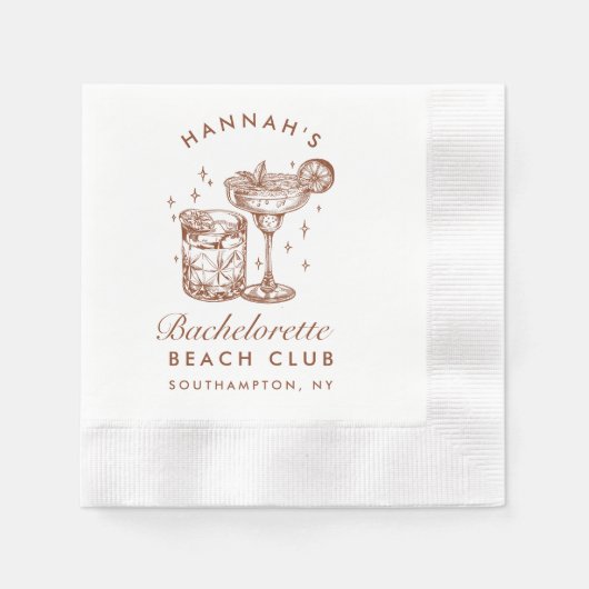 Custom Bacheloretto Retro Cocktail Brown Serviette (Vorderseite)