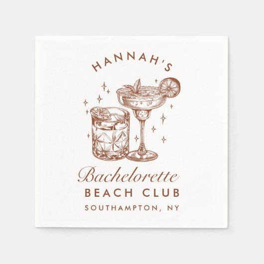 Custom Bacheloretto Retro Cocktail Brown Serviette (Vorderseite)