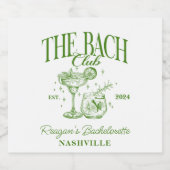 Custom Bacheloretto Retro Cocktail Grün Schaumweinetikett (Einzelnes Label)
