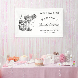 Custom Bacheloretto Retro Cocktail Schwarz Banner