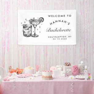 Custom Bacheloretto Retro Cocktail Schwarz Banner