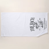 Custom Bacheloretto Retro Cocktail Schwarz Strandtuch (Vorderseite)