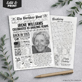 Custom Back in 1955 Newspaper Birthday Card, Trend Feiertagskarte