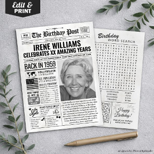 Custom Back in 1959 Newspaper Birthday Card, Trend Feiertagskarte