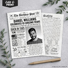 Custom Back in 1985 Newspaper Birthday Card, Trend Feiertagskarte