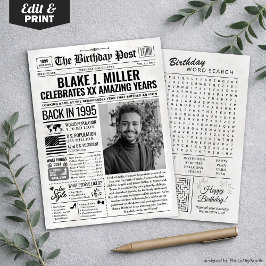 Custom Back in 1995 Newspaper Birthday Card, Trend Feiertagskarte