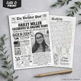 Custom Back in 2004 Newspaper Birthday Card, Trend Feiertagskarte