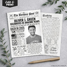 Custom Back in 2005 Newspaper Birthday Card, Trend Feiertagskarte