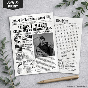 Custom Back in 2010 Newspaper Birthday Card, Trend Feiertagskarte