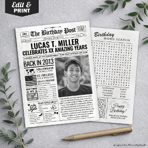 Custom Back in 2013 Newspaper Birthday Card, Trend Feiertagskarte