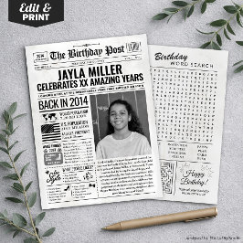 Custom Back in 2014 Newspaper Birthday Card, Trend Feiertagskarte