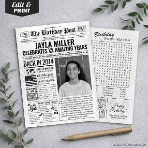 Custom Back in 2014 Newspaper Birthday Card, Trend Feiertagskarte