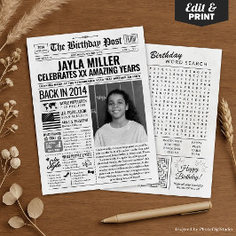 Custom Back in 2014 Newspaper Birthday Card, Trend Feiertagskarte