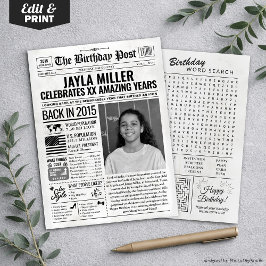 Custom Back in 2015 Newspaper Birthday Card, Trend Feiertagskarte