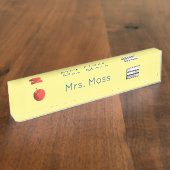 Custom Back to School Lehrer Red Apple Yellow Namensplakette (Seite)