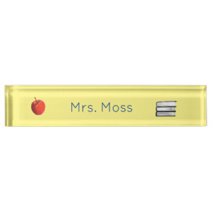 Custom Back to School Lehrer Red Apple Yellow Namensplakette