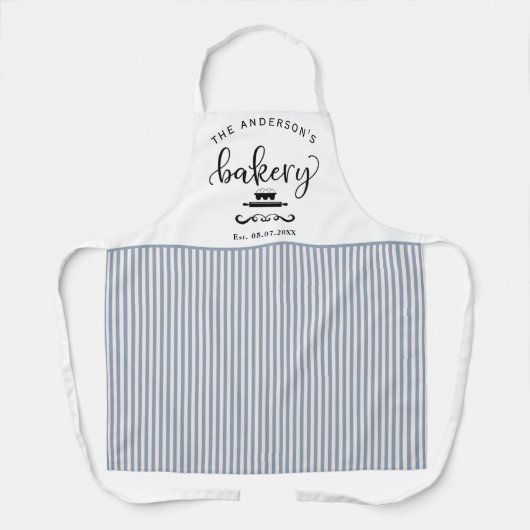 Custom, Bäckerei White and Blue Streifen Bauernhof Schürze (Vorderseite)