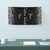 Custom Background Birthday Party Foto Black Silver Banner (Messe)
