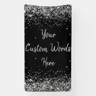 Custom Background Birthday Party Foto Black Silver Banner