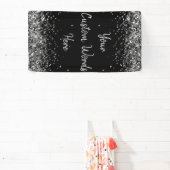 Custom Background Birthday Party Foto Black Silver Banner (InSitu)