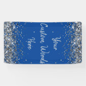 Custom Background Birthday Party Foto Blue & Silve Banner (Horizontal)