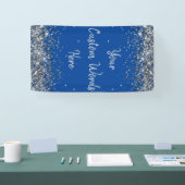 Custom Background Birthday Party Foto Blue & Silve Banner (Messe)