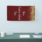 Custom Background Birthday Party Foto Maroon & Gol Banner (Messe)