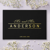 Custom Background Elegant Lines Mr & Mrs. Wedding Gästebuch