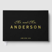 Custom Background Elegant Lines Mr & Mrs. Wedding Gästebuch (Vorderseite)