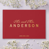 Custom Background Mr & Mrs. Script Elegant Wedding Gästebuch