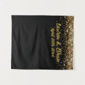 Custom Background Wedding Foto Booth Black and Gol Wandteppich (Vorderseite (Horizontal))