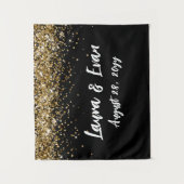 Custom Background Wedding Foto Booth Black and Gol Wandteppich (Vorderseite)