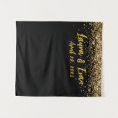 Custom Background Wedding Foto Booth Black and Gol Wandteppich (Vorderseite (Horizontal))