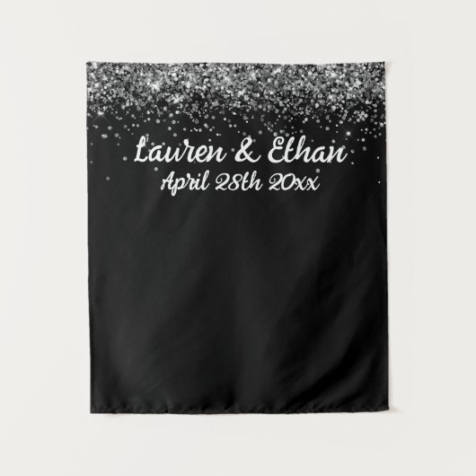 Custom Background Wedding Foto Booth Black & White Wandteppich (Vorderseite)