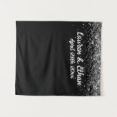 Custom Background Wedding Foto Booth Black & White Wandteppich (Vorderseite (Horizontal))