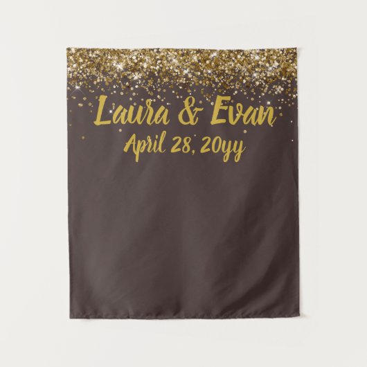 Custom Background Wedding Foto Booth Brown & Gold Wandteppich (Vorderseite)