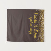 Custom Background Wedding Foto Booth Brown & Gold Wandteppich (Vorderseite (Horizontal))