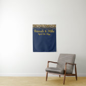 Custom Background Wedding Foto Booth Navy & Gold Wandteppich (Beispiel)
