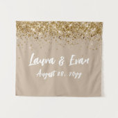 Custom Background Wedding Foto Stand Sand Tan Gold Wandteppich (Vorderseite (Horizontal))