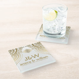 Custom Background Wedding Gold Lace Glasuntersetzer