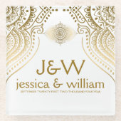 Custom Background Wedding Gold Lace Glasuntersetzer (Vorderseite)