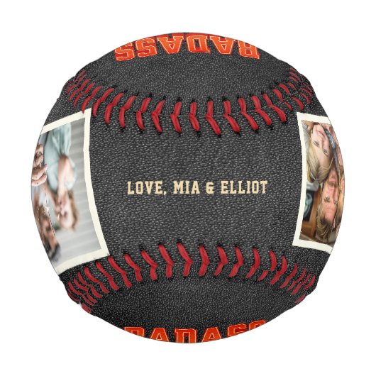 Custom Badass Vater Club Retro Coole Fotomaterial Baseball (Rückseite)