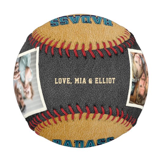 Custom Badass Vater Club Retro Coole Fotomaterial Baseball (Rückseite)