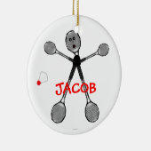 Custom Badminton Player Cartoon Keramikornament (Rechts)