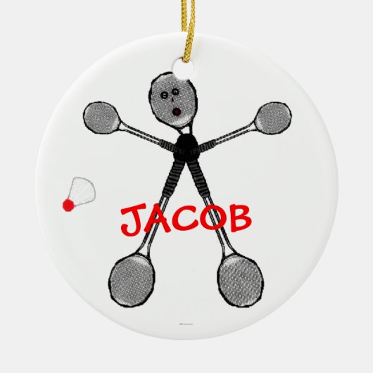 Custom Badminton Player Cartoon Keramikornament (Vorne)