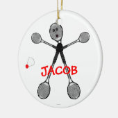 Custom Badminton Player Cartoon Keramikornament (Links)